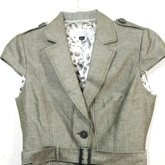 Tahari Arthur Levine linen blend blazer jacket 4 - Picture 2 of 11